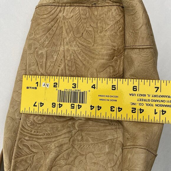 American Leather Co Tooled Leather Shoulder Bag Tan Buttery Soft Medium - Picture 13 of 15